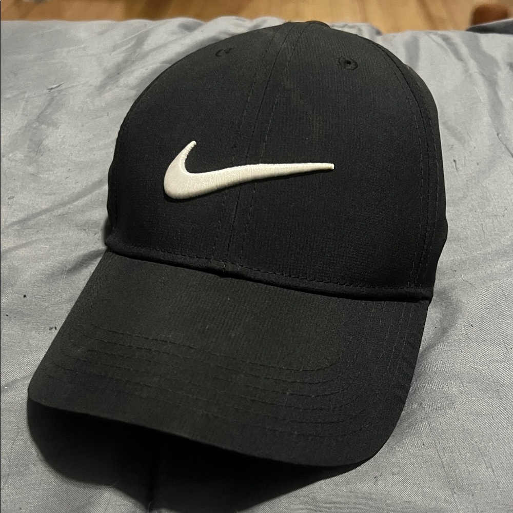 Nike Black Cap with White Swoosh Logo